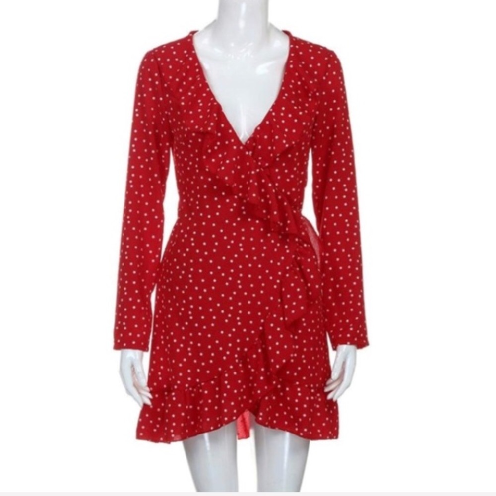 NWT polka dot ruffle wrap dress ⭐️5 star rated ⭐️ - Picture 5 of 8